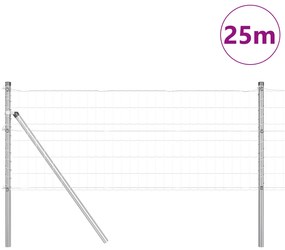 Cerca Euro com 13 Postes 0.4x25 m Aço Galvanizado