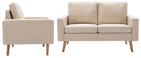 2 pcs conjunto de sofás tecido cor creme