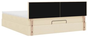 Estrutura de cama otomana com creme de colchão 180x200cm tecido