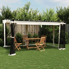 Gazebo com paredes de malha 4x3 m aço creme