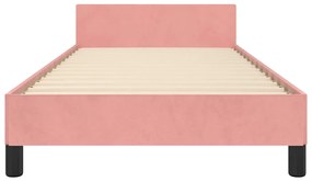 Estrutura cama c/ cabeceira sem colchão 100x200 cm veludo rosa