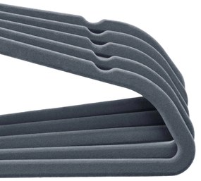 Conjunto de 100 cabides em veludo com barra 45 x 23,5 cm cinzento claro