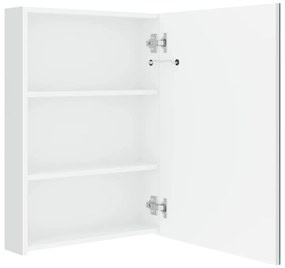Armário espelhado casa de banho LED 50x13x70cm branco brilhante
