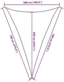 Para-sol estilo vela 160 g/m² 5x7x7 m PEAD cinzento-castanho