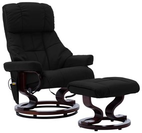 289865 vidaXL Poltrona reclinável massagens couro artif./madeira curva preto