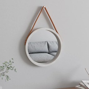 vidaXL Espelho de parede com alça Ø 35 cm branco