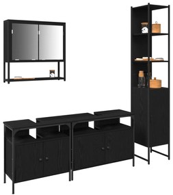 Conjunto de Móveis de Banheiro com 4 Peças - Carvalho Preto, feito de