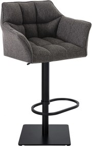 Banco de bar Damaso em tecido e com estrutura preta 64 x 88-113 x 45 cm Cinzento titânio