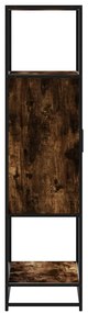 Armário alto 68x35x139 cm madeira e metal carvalho fumado