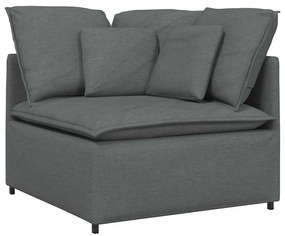Sofá modular com almofadas tecido cinzento-escuro