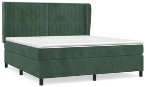 Cama com molas/colchão 180x200 cm veludo verde-escuro