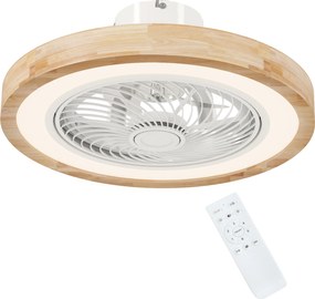 HOMCOM Ventilador de teto com luz e comando remoto, 6 velocidades, brilho ajustável, motor silencioso, castanho claro | Aosom Portugal
