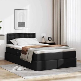 vidaXL Cama com arrumação e colchão Preto 120 x 190 cm Couro Sintético