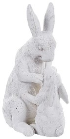 Estatueta de jardim na forma de coelhos branca KOBE Beliani