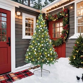 vidaXL Árvore de Natal Artificial Pré-iluminada Verde 210 cm PVC