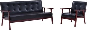 Conjunto de sofás 2 pcs couro artificial preto