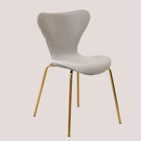 Cadeira de jantar empilhável em estilo veludo Cinza Claro & Dourado - Sklum