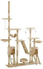 Árvore para gatos c/ postes arranhadores sisal 230-250 cm bege