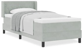 Cama Box Spring com Colchão Cinza Claro 90x200 cm Veludo