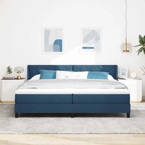 vidaXL Cama Box com Colchão Azul, 200 cm x 200 cm, Tecido