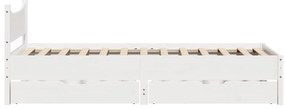 Estrutura de cama com gavetas 90x190 cm pinho maciço branco