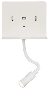 Calma Aplique de Parede Luz de Leitura Direcionável, com Porta USB