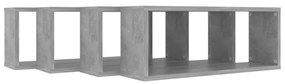 Prateleiras parede forma de cubo 4 pcs 60x15x23cm cinza cimento