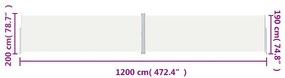 Toldo lateral retrátil 200x1200 cm cor creme