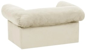 Sofá para cães com gaveta 75x50x38 cm pelúcia cor creme