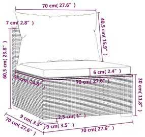 13 pcs conjunto lounge de jardim c/ almofadões vime PE preto