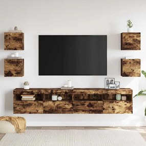 Móveis de TV de parede 4 pcs 30,5x30x30 cm cor carvalho fumado