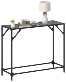 Mesa consola com tampo em vidro preto 98x35x81 cm aço