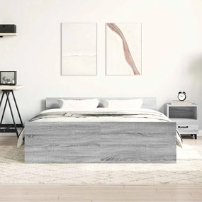 Estrutura cama c/ cabeceira e apoio pés 140x200 cm cinza sonoma