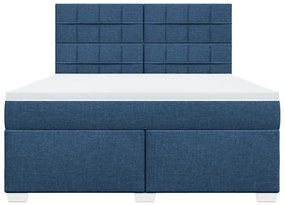 Cama com molas/colchão 180x200 cm tecido azul