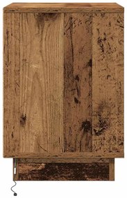 Mesas de Cabeceira com Luzes de LED 2 pcs Madeira Velha 39x34.5x50 cm