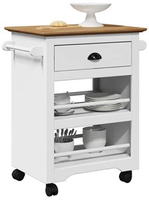 Carrinho de cozinha BODO branco e castanho 67,5x45x80 cm