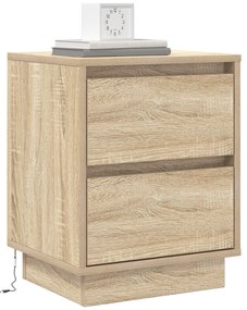 Mesa de Cabeceira com Luzes LED Carvalho Sonoma 39x34,5x50 cm