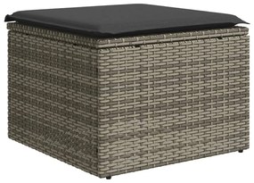 6 pcs conjunto sofás de jardim com almofadões vime cinzento