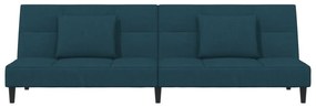 Sofá-cama 2 lugares com duas almofadas veludo azul