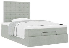 Estrutura de cama otomana com colchões cinza claro Veludo