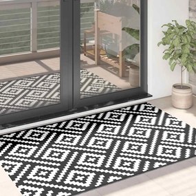 Tapete de exterior 120x180 cm ARAKIL PP branco e preto