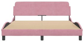 Estrutura de cama c/ cabeceira 160x200 cm veludo rosa