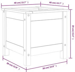 Vaso/floreira de jardim 40x40x39 cm madeira de pinho maciça