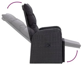 7 pcs conjunto de jantar para jardim com almofadões preto