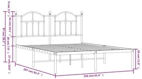 Estrutura de cama com cabeceira 150x200 cm metal branco