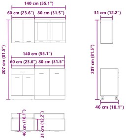 4 pcs armário de cozinha conjunto deriv. madeira madeira velha