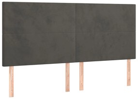 Cabeceira de cama c/ LED veludo 180x5x118/128 cm cinza-escuro