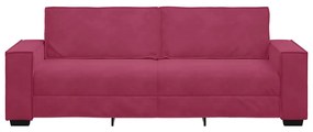 Sofá de 3 lugares veludo 180 cm vermelho tinto