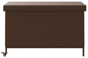 Caixa de arrumação com rodas 110x55x73 cm vime PE castanho