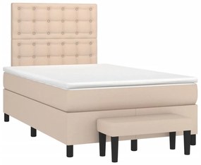 vidaXL Cama boxspring c/ colchão 120x190cm couro artificial cappuccino